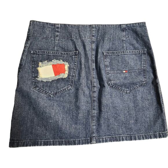 Y2K Tommy Hilfiger Jeans 8 Skirt Patch Logo Street Wear - Picture 2 of 7